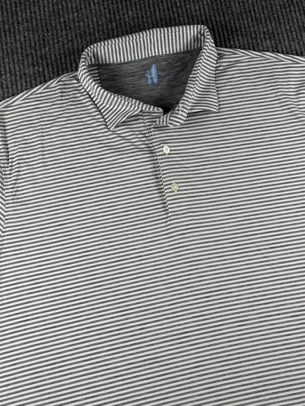 Johnnie O Featherweight Golf Polo Mens XXL UPF 50 White Navy Striped Performance